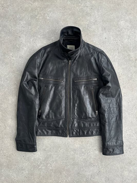 Conbipel High Neck Leather Jacket - M