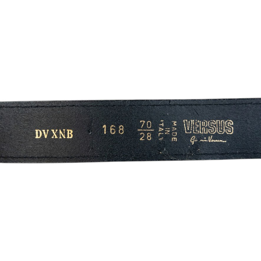 Vintage 90s Versace Versus Leather Belt Size W25 | O/S, Black