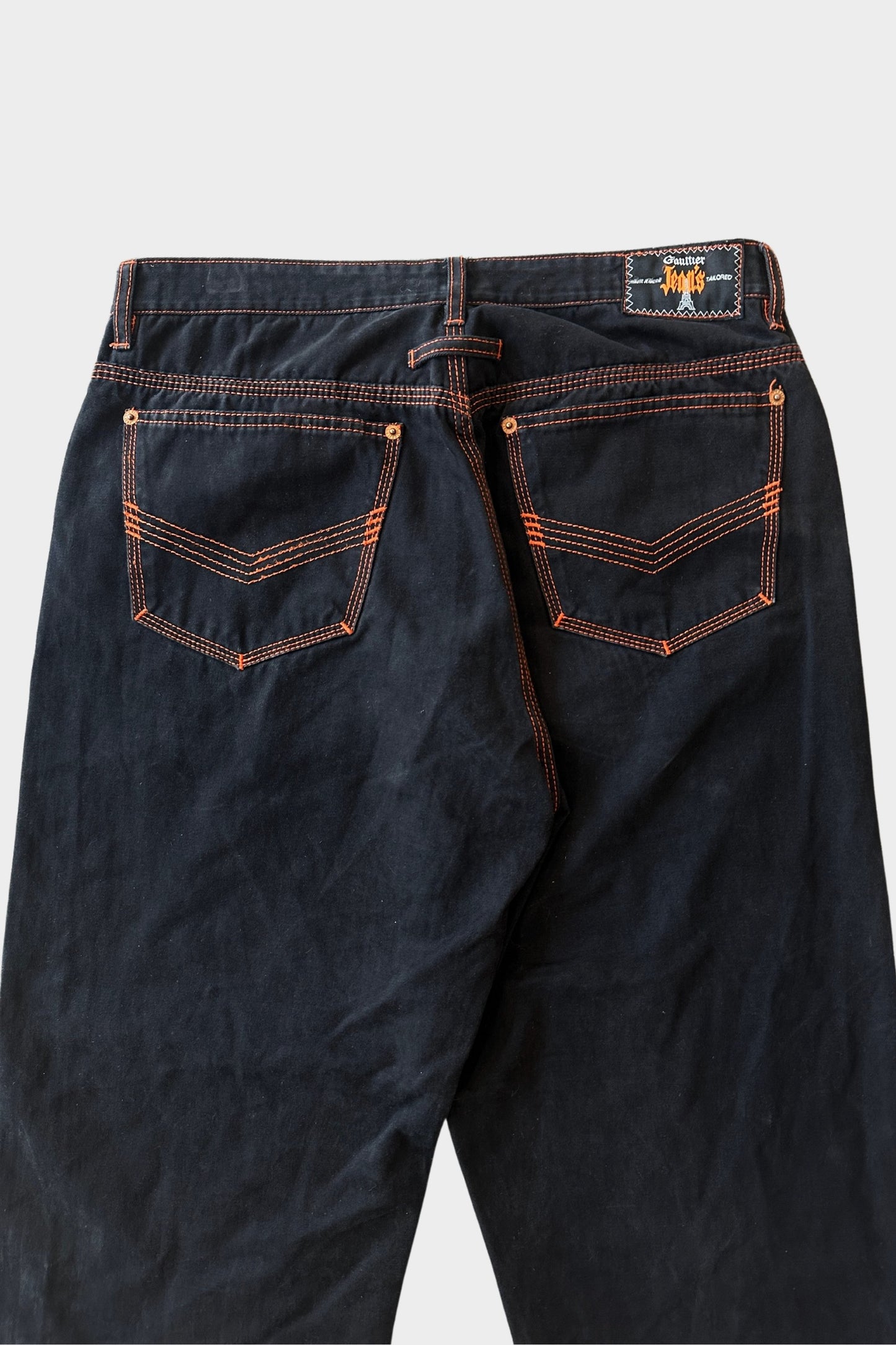 Jean Paul Gaultier Black Contrast Orange Stitch Trousers