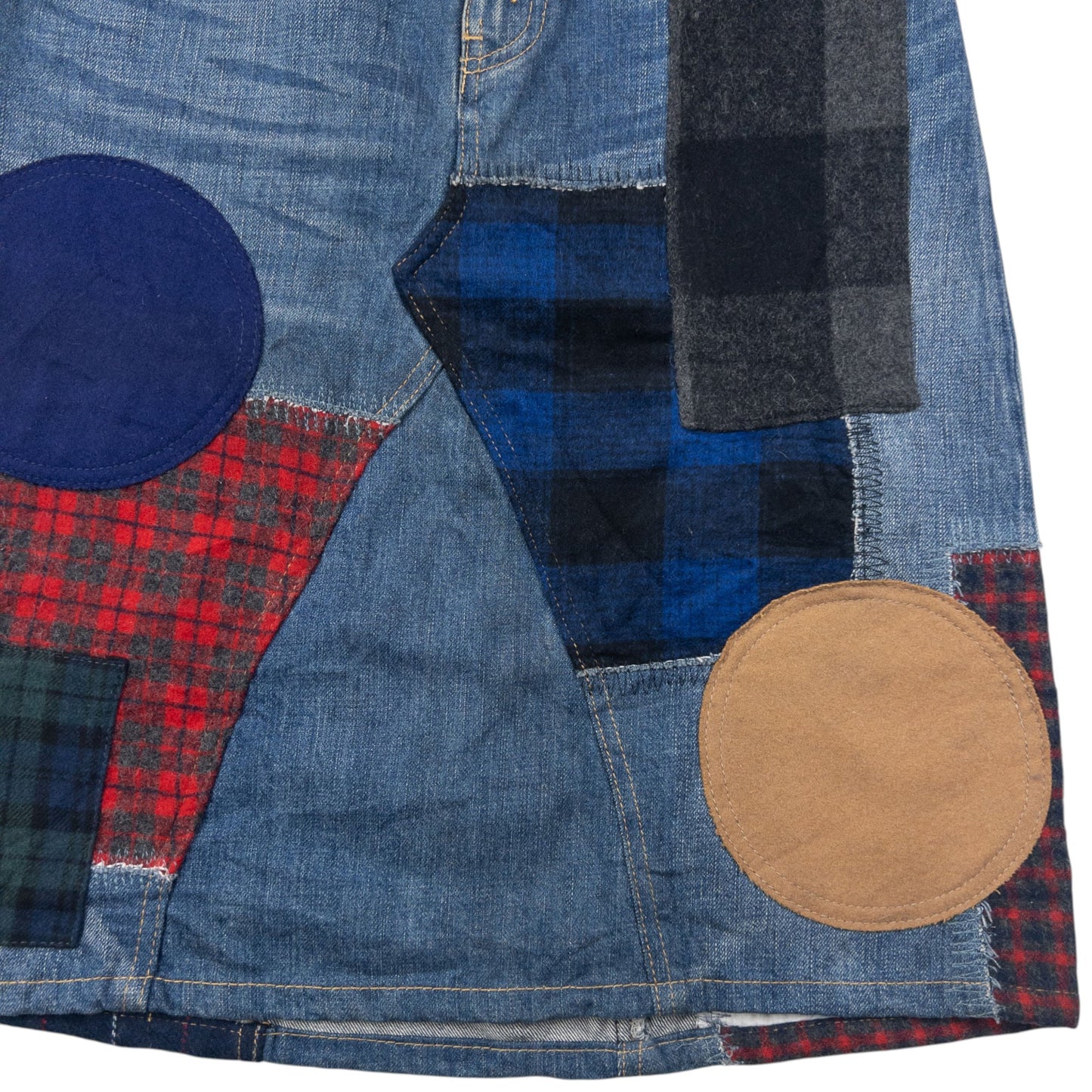 2015 Junya Watanabe X Comme Des Garçons Denim Patchwork Skirt Womens Size W28