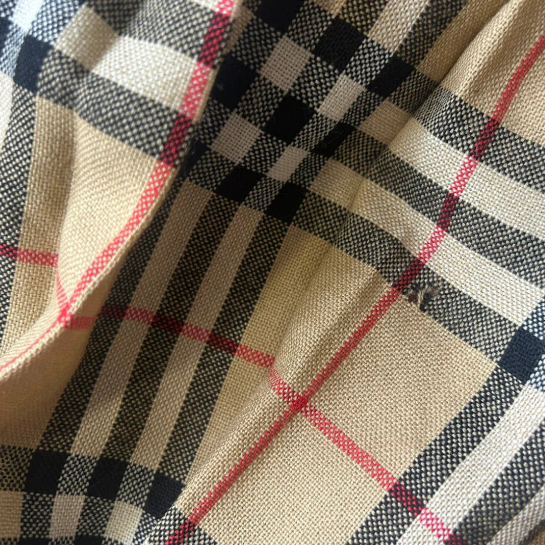 Burberry 1980's Pleated Wool Skirt 28" | Default Title, Beige with Nova check