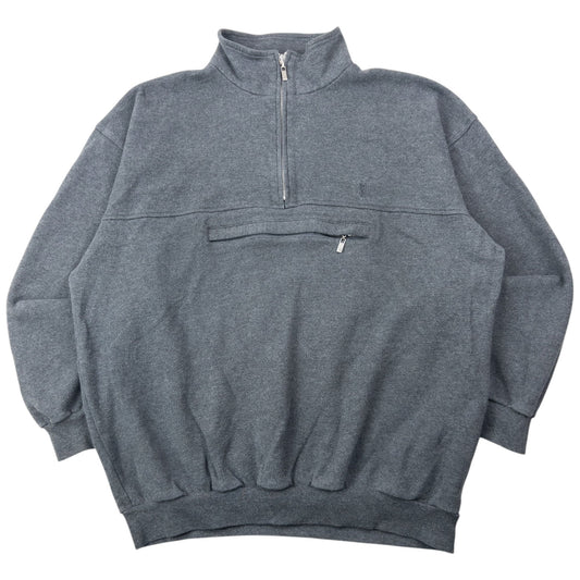 Vintage 90s YSL Yves Saint Laurent Q Zip Sweatshirt Size L | Large, Grey