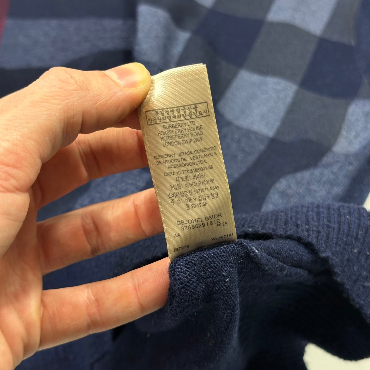 Burberry Brit Scotland Merino Wool & Cashmere Nova Check Jumper - S | Default Title, Navy