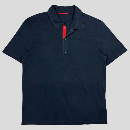 Prada Sport 2007 Red Spellout Logo Polo Shirt - XL (M/L)