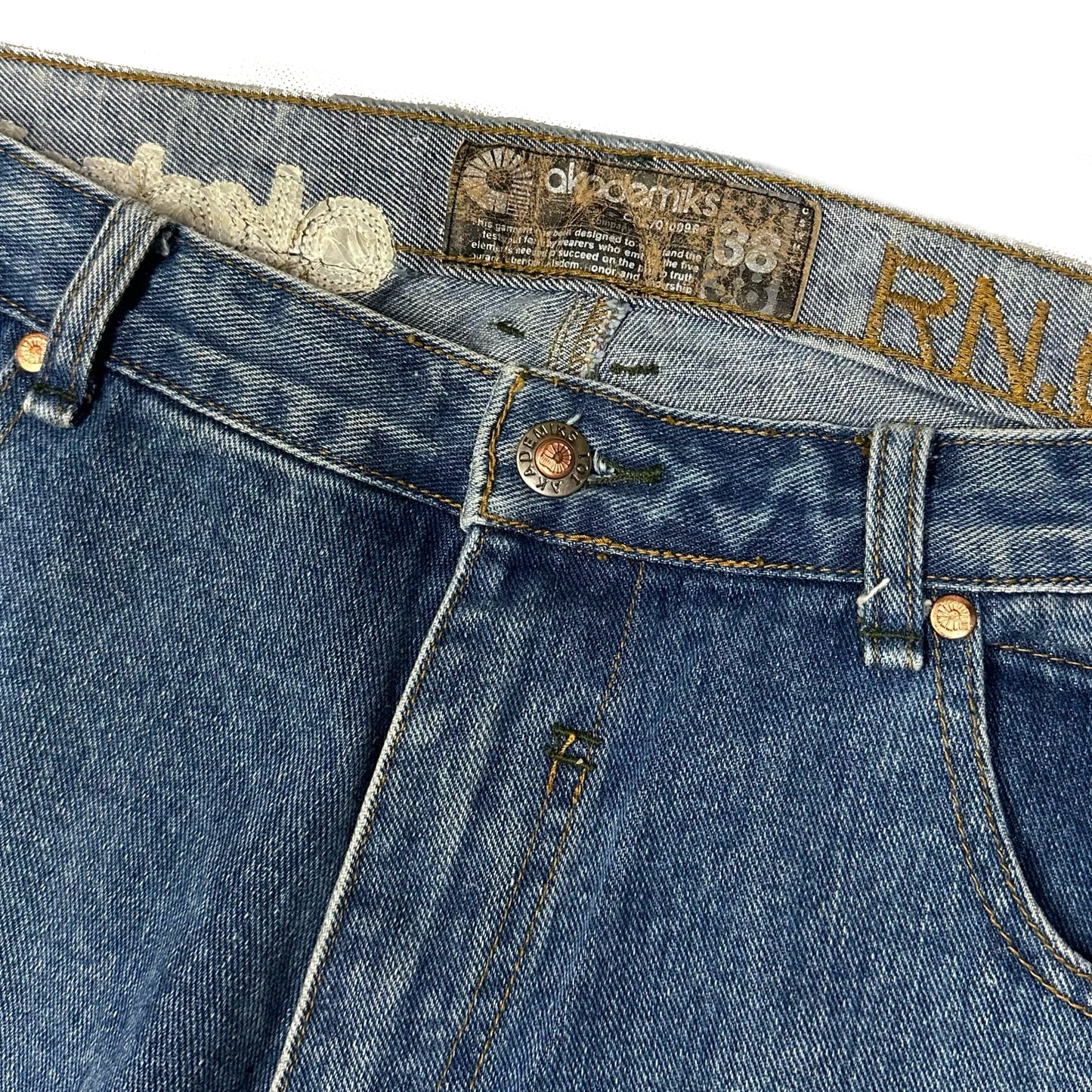 Akademiks Spellout Embroidered Letter Jeans (W38) | W36, Red