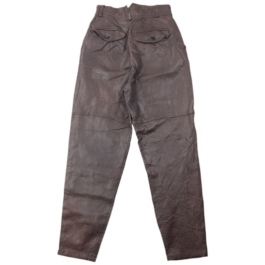 Vintage 90s Hai Sporting Gear By Issey Miyake Leather Trousers Size W24 | XS, Brown