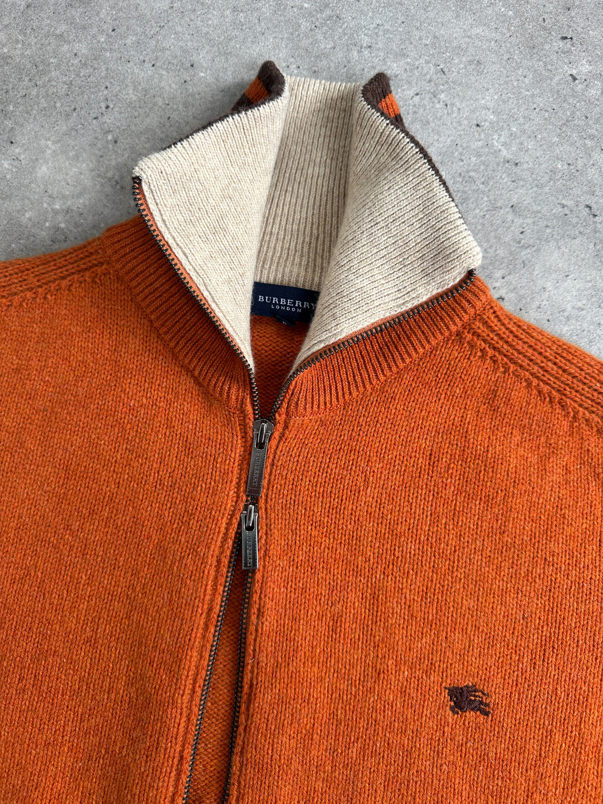 Burberry 1990s Wool Double Zip Funnel Neck Cardigan - L
