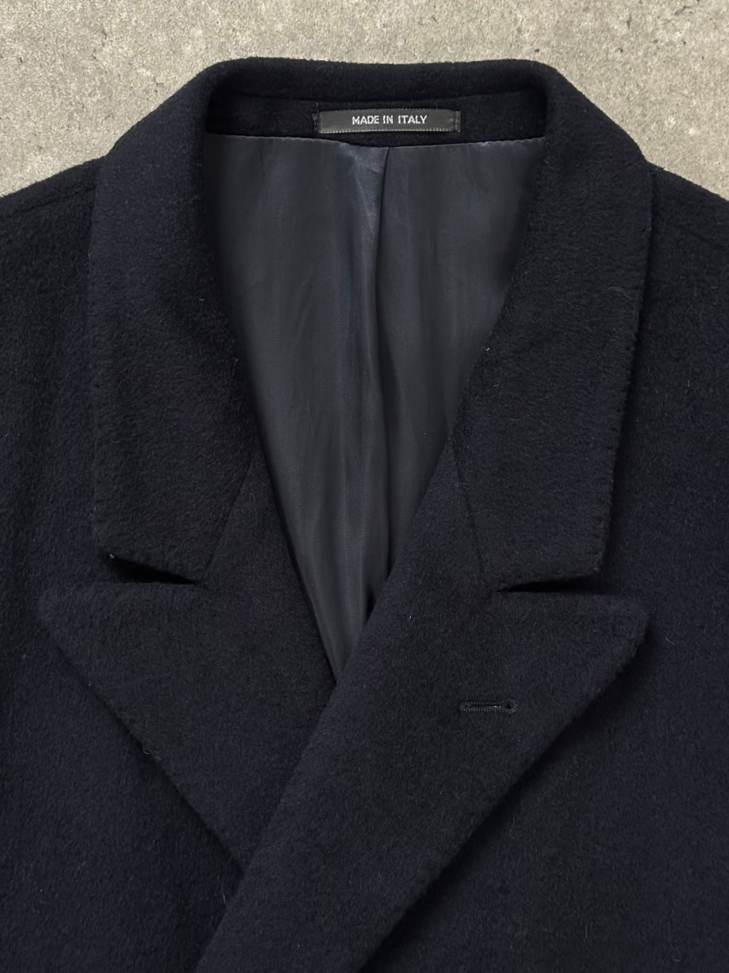 Italian Vintage 1990s Wool Double Breasted High Neck Coat - XL/XXL