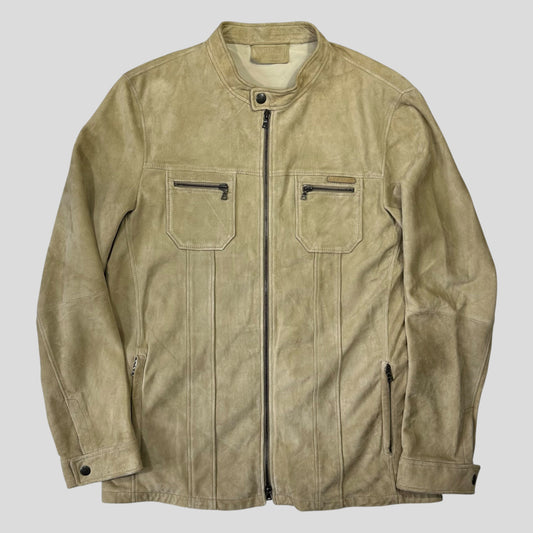 Prada Milano 2007 Suede Leather Double Pocket Logo Jacket - IT56 | Default Title, Cream