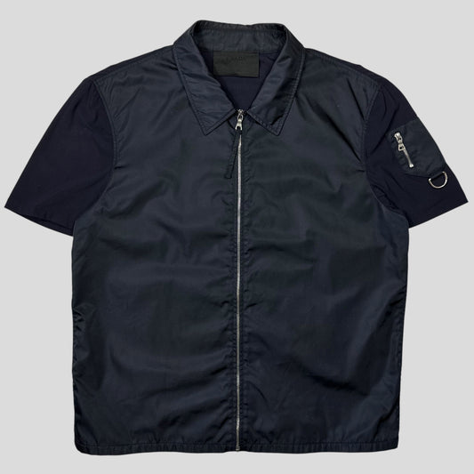 Prada SS00 Gabardine Nylon Hybrid Mini Pocket Shirt - L (M) | Default Title, Navy