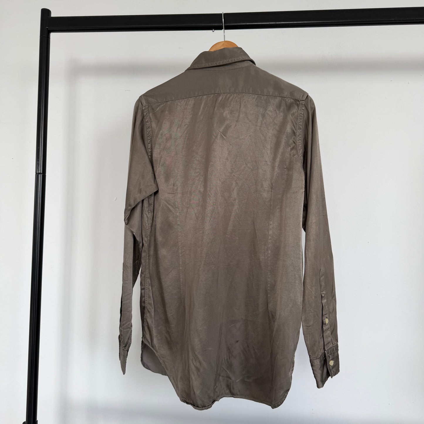 1990s katherine hamnett denims silk-like shirt | O/S, Green