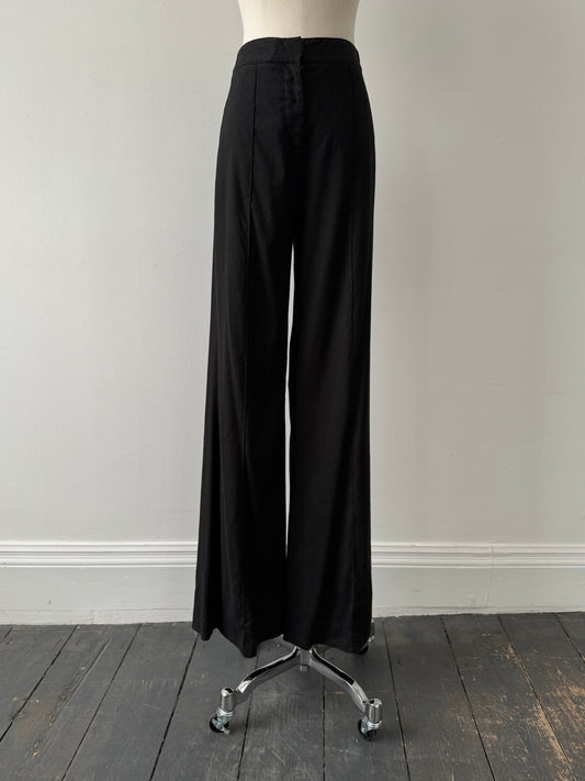 Diane Von Furstenberg 2000s Linen Wide Leg Trousers - W24