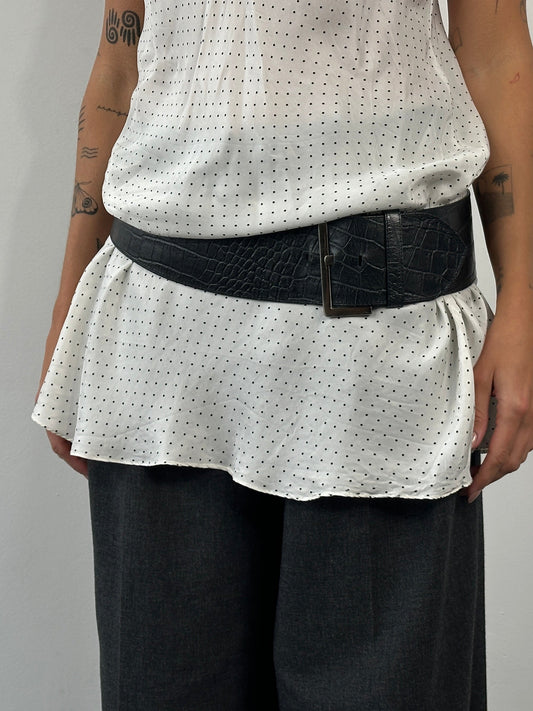 Vintage 1990s Square Buckle Leather Chunky Belt - W34-36