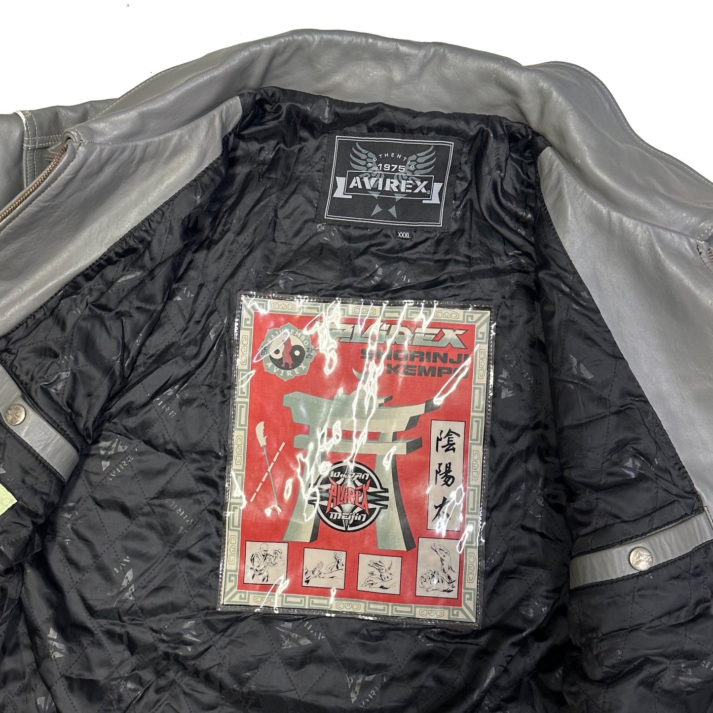 Avirex Leather Nitro Run Jacket In Grey & Brown ( 3XL )