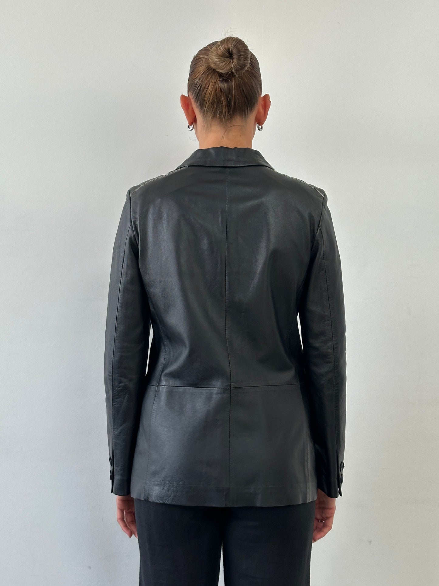 Conbipel Single Breasted Leather Blazer Jacket - M