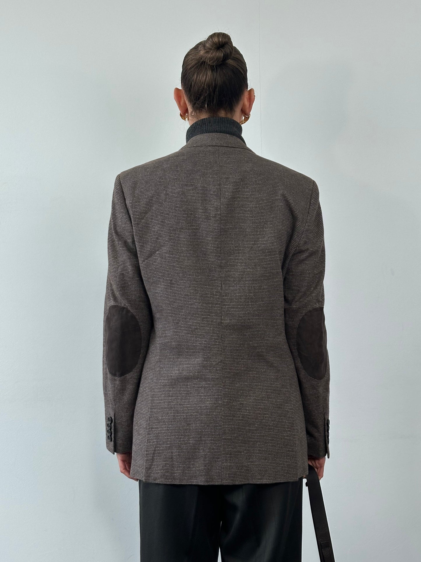 Vintage Pure Cotton Mini Check Single Breasted Blazer - 38R/M