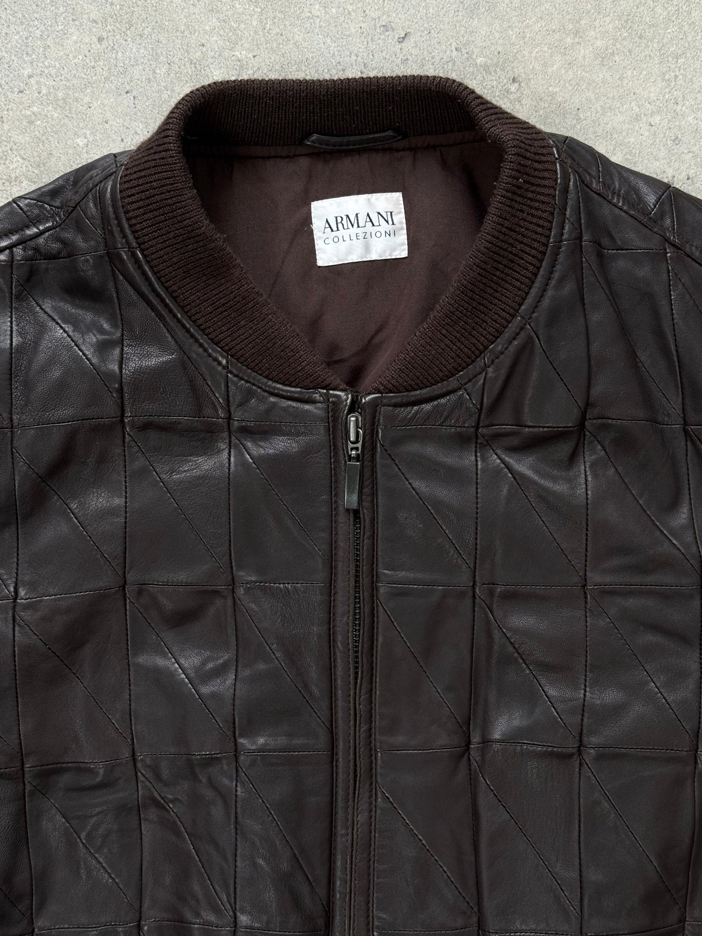 Armani Collezioni 2000s Leather Bomber Jacket - S/M