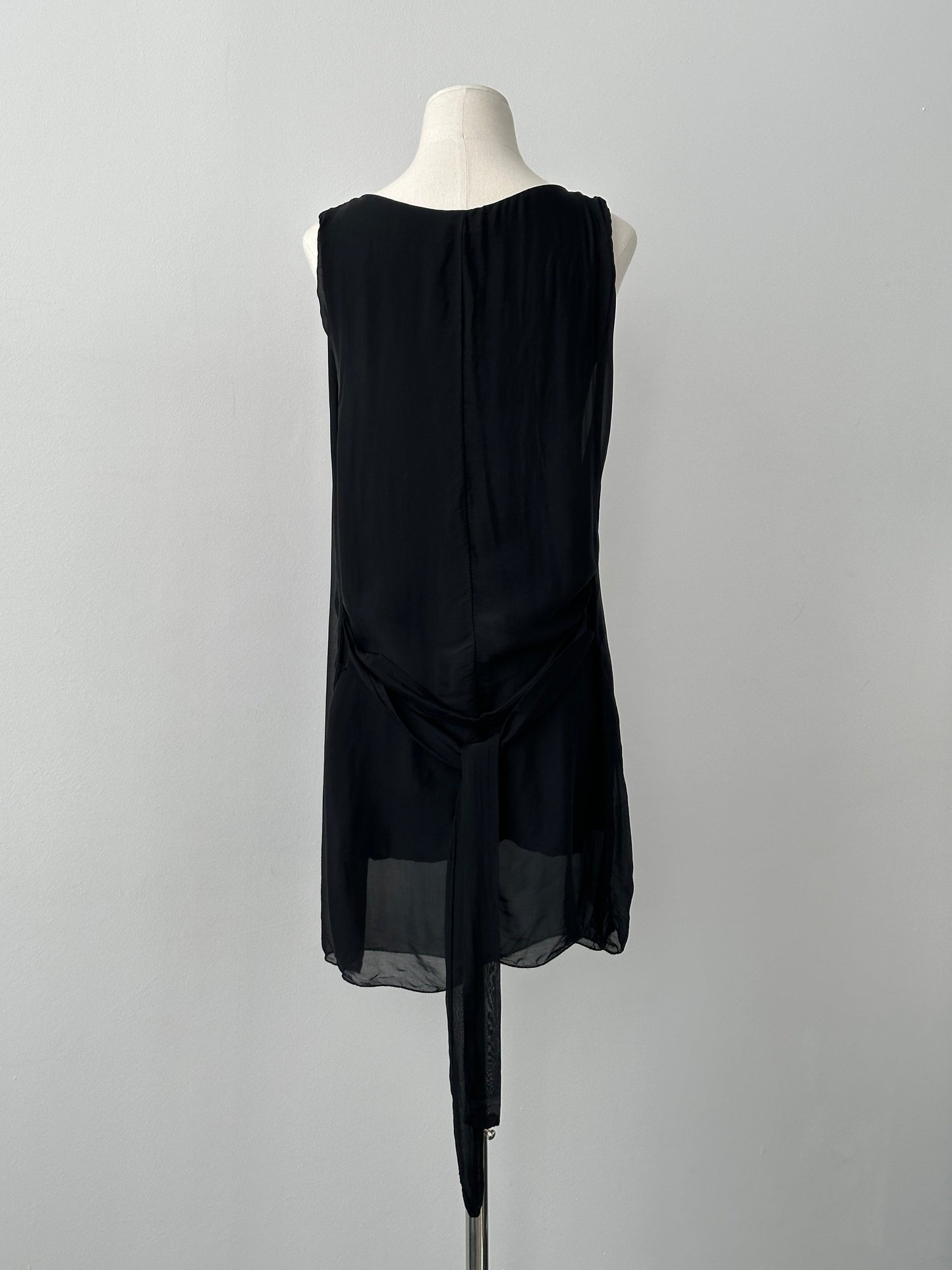 Italian Vintage 1990s Pure Silk Sleeveless Belted Dress - M