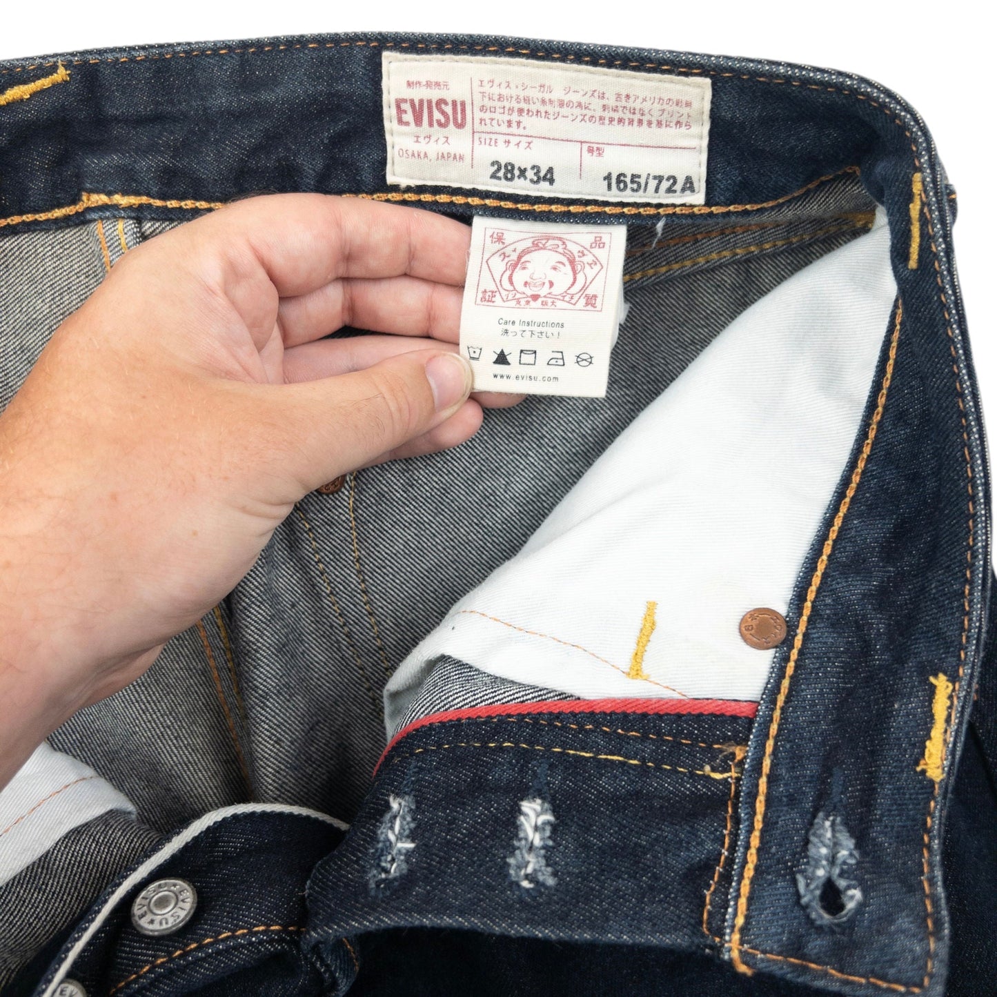 Vintage 2000s Evisu Daicock Japanese Denim Jeans Size W28 | W28, Navy