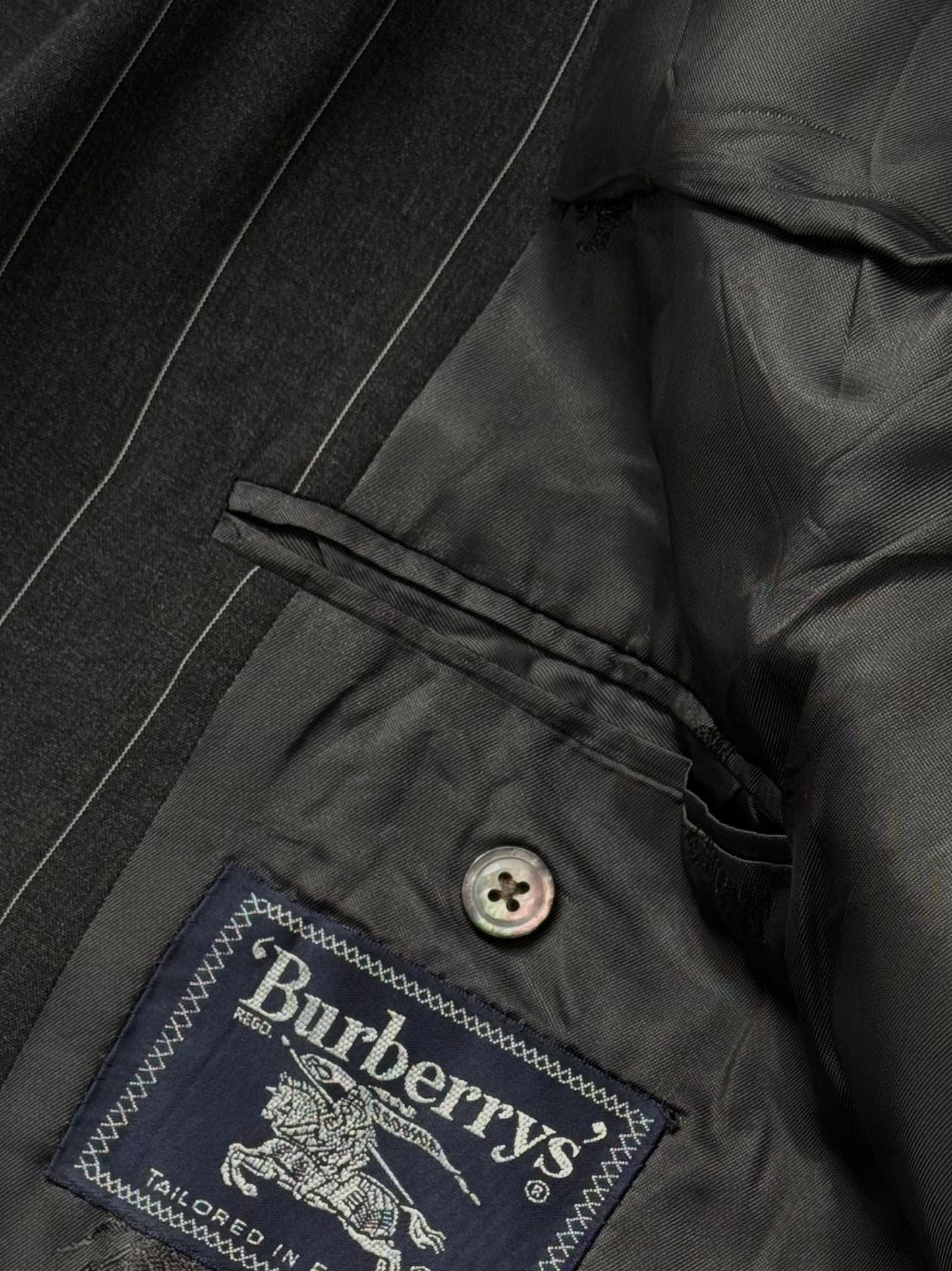 Burberry 1990s Pure Wool Double Breasted Stripe Blazer - XL