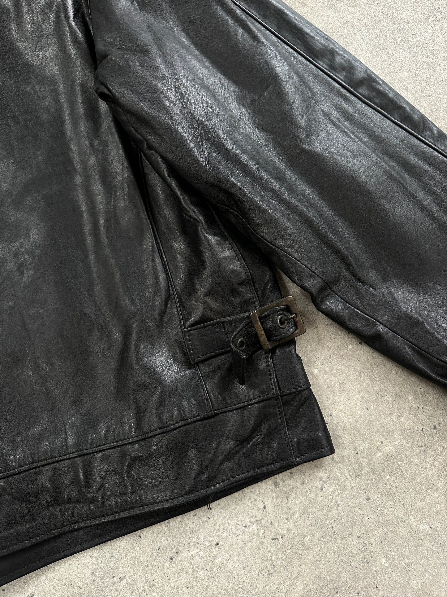 Vintage 1990s Boxy Cropped Leather Jacket - L