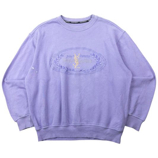 Vintage 90s YSL Yves Saint Laurent Embroidered Sweatshirt Size M | Medium, Purple