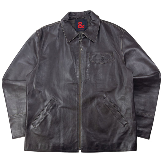 Vintage 2000s Dolce & Gabbana Zip Up Leather Jacket Size XL | XL, Brown