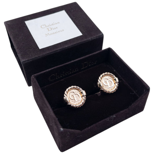 Vintage 90s Dior Embossed Cufflinks | O/S, Gold