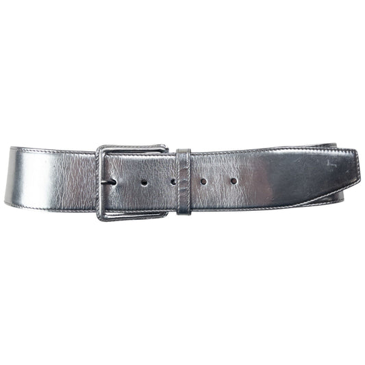 Vintage 2000s Miu Miu Metallic Leather Belt Size W26 | O/S, Grey
