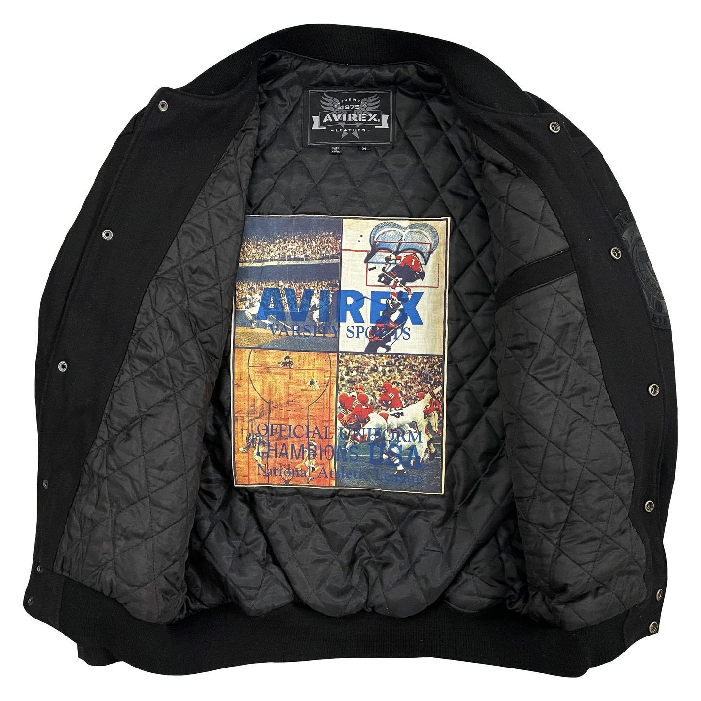 Avirex Wool Varsity Jacket - M | Medium, Black