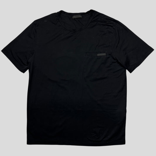 Prada 2017 Black Soft Cotton Pocket Logo T-shirt - XL (L)