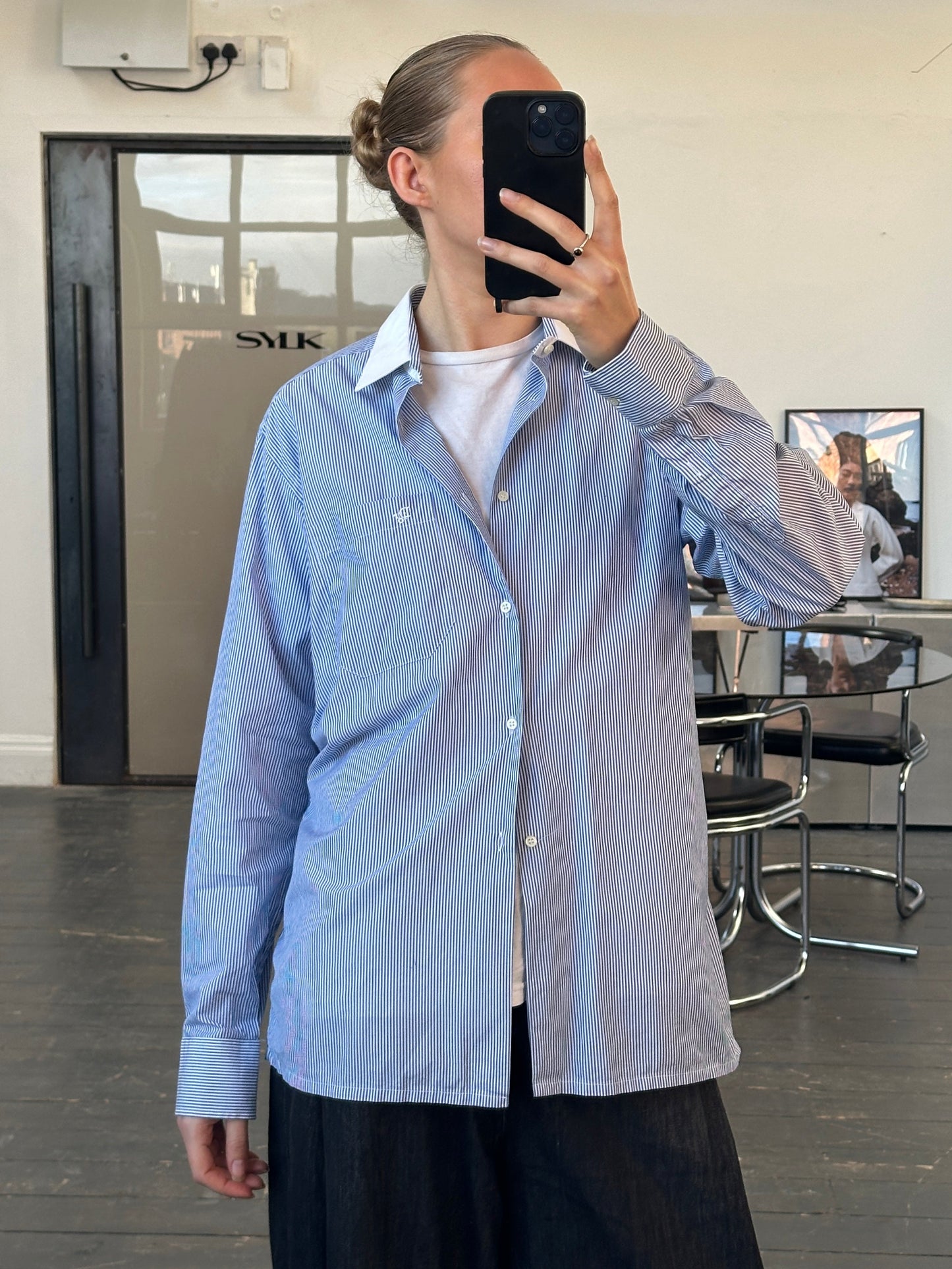 Christian Dior Monsieur 1980s Cotton Logo Stripe Shirt - L