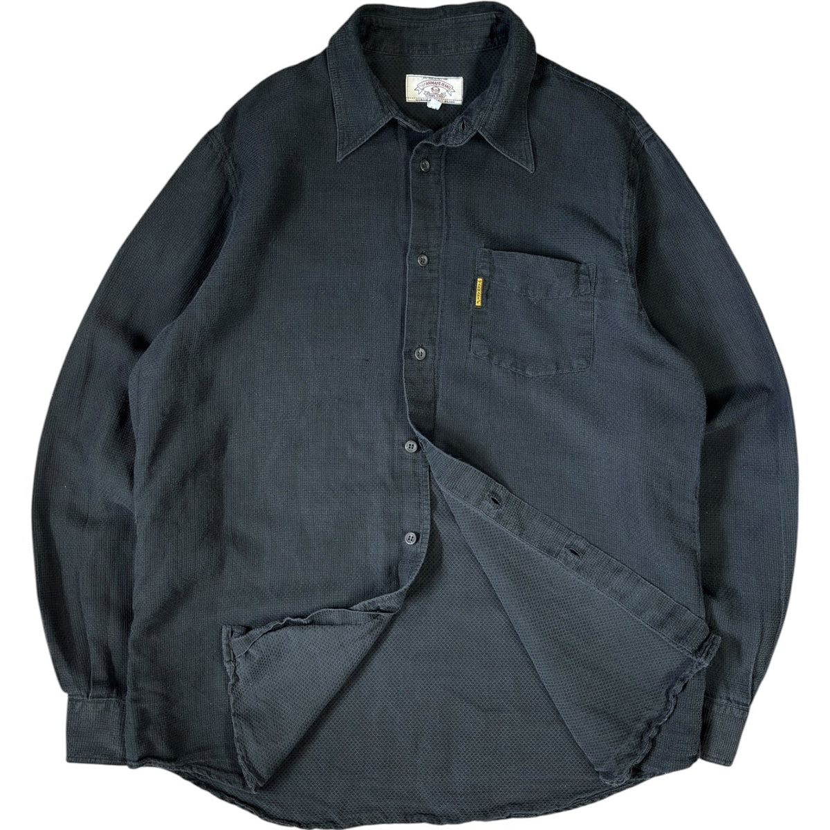 Armani Jeans 90’s Ramie Blend Waffle Shirt L | Large, Black
