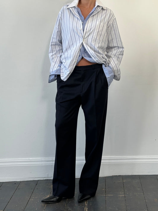 Vintage 1990s Pure Wool High Waisted Pleated Trousers - W32