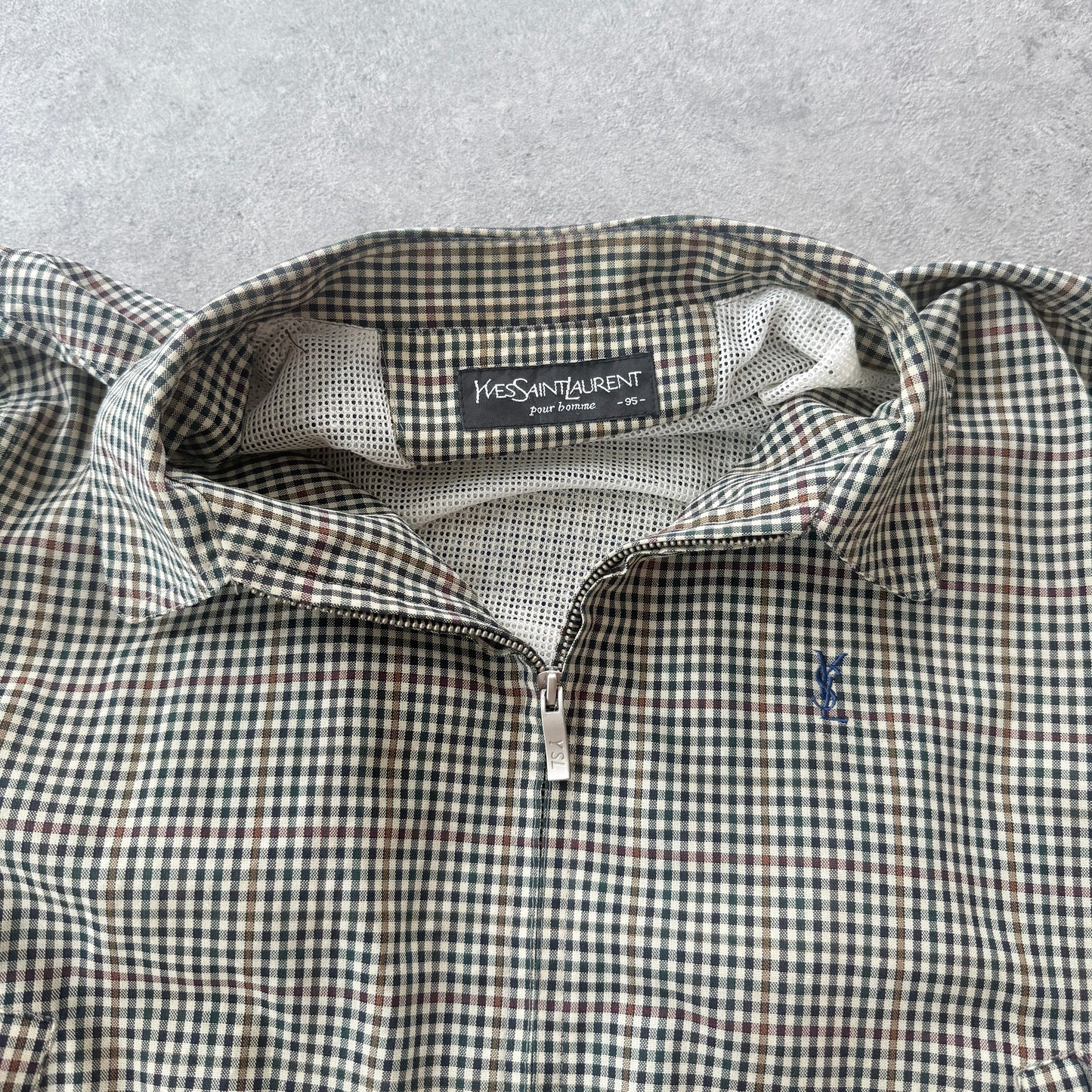 YSL 2000s lightweight check harrington jacket (M)