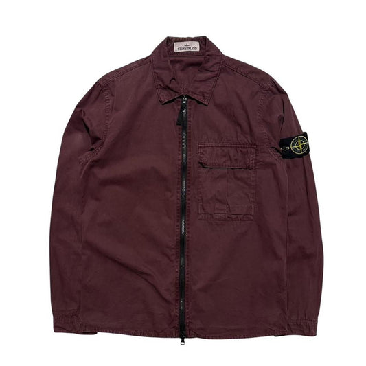 Stone Island Canvas Overshirt | Small, Burgundy