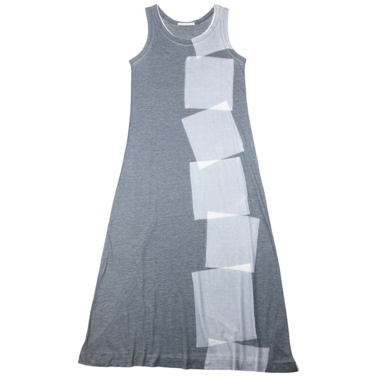 Vintage 90s Yohji Yamamoto Lightweight Print Maxi Dress Womens Size M | Medium, Grey