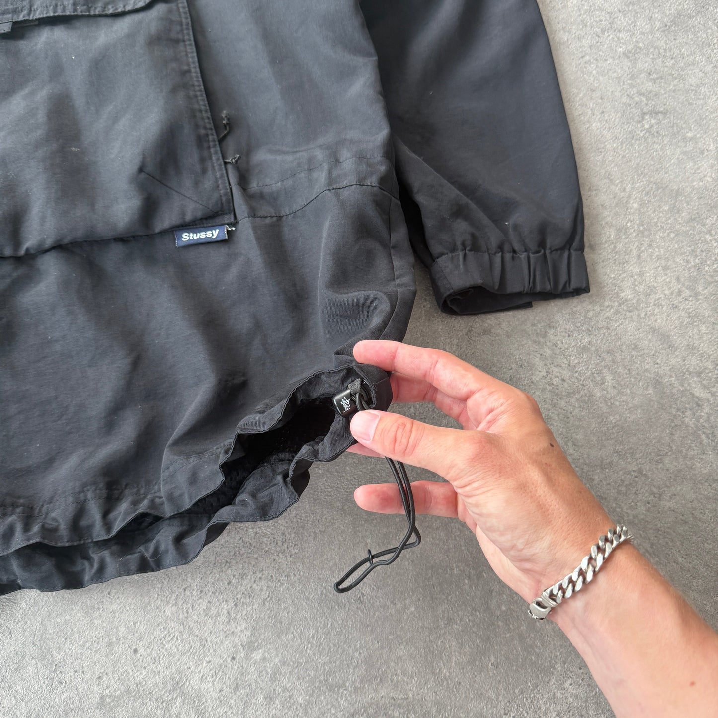 Stussy RARE 1990s 1/4 zip technical cargo jacket (L)