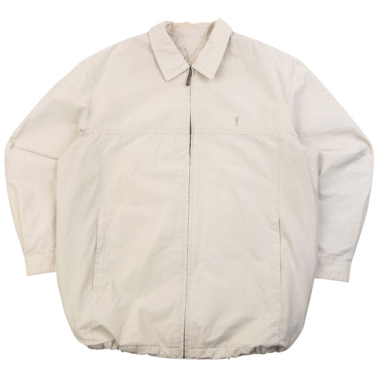 Vintage 90s YSL Yves Saint Laurent Harrington Jacket Size M | Medium, Cream