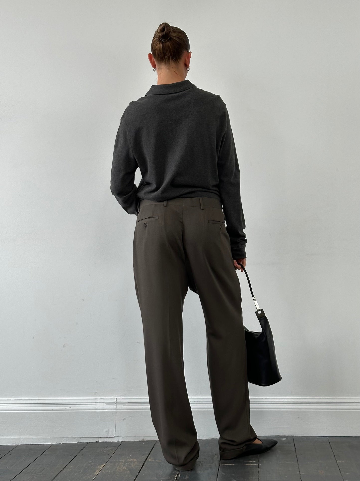 Giorgio Armani Wool Straight Leg High Waisted Trousers - W34