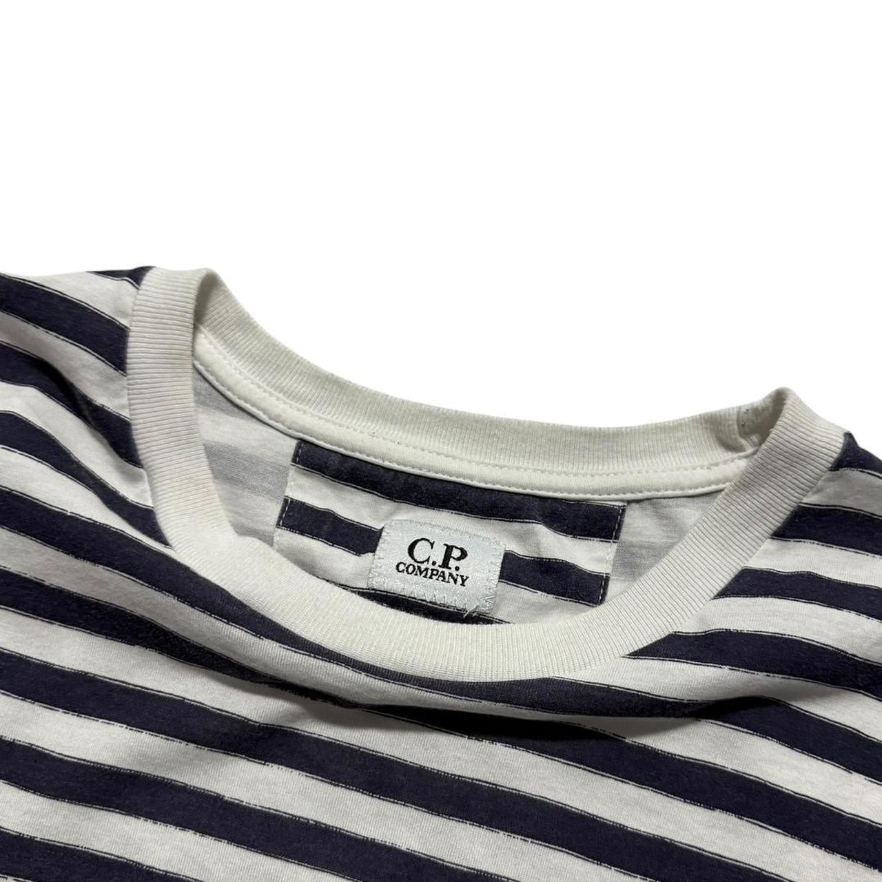 CP Company Striped Long Sleeve | Medium, Navy and White