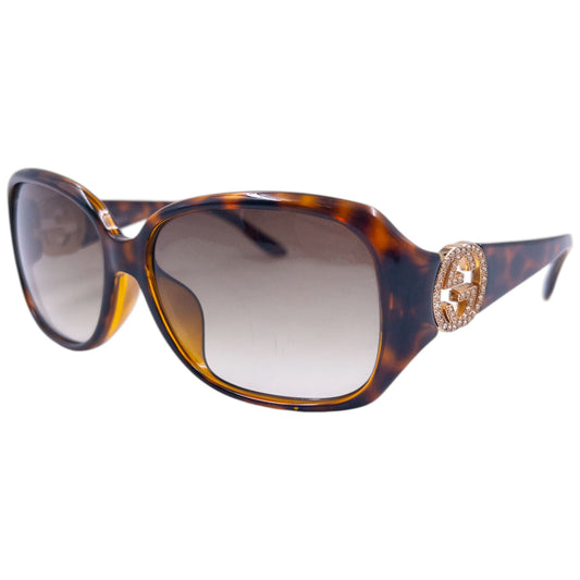 Vintage 2000s Gucci Diamanté Tortoise Shell Sunglasses | O/S, Brown