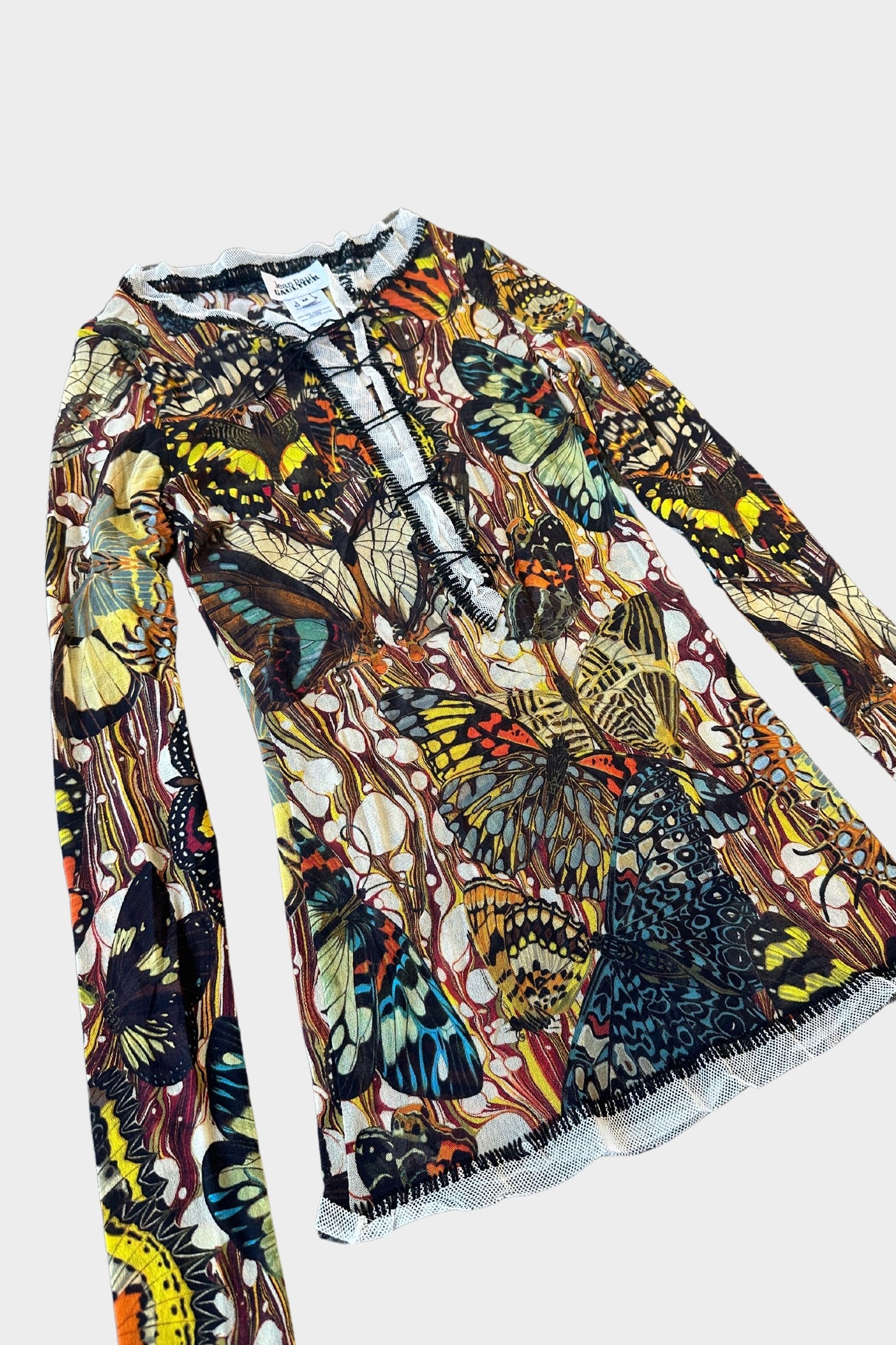 Jean Paul Gaultier Butterfly LS Printed Mesh Top