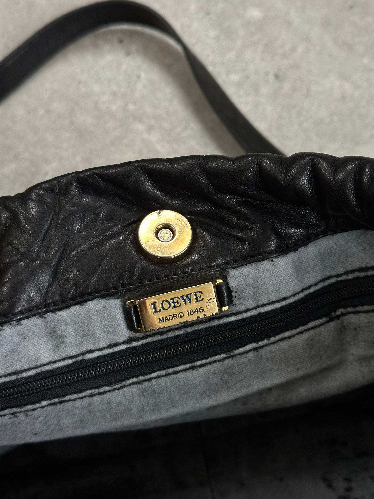 Loewe 1990s Ruched Leather Anagram Crossbody Bag