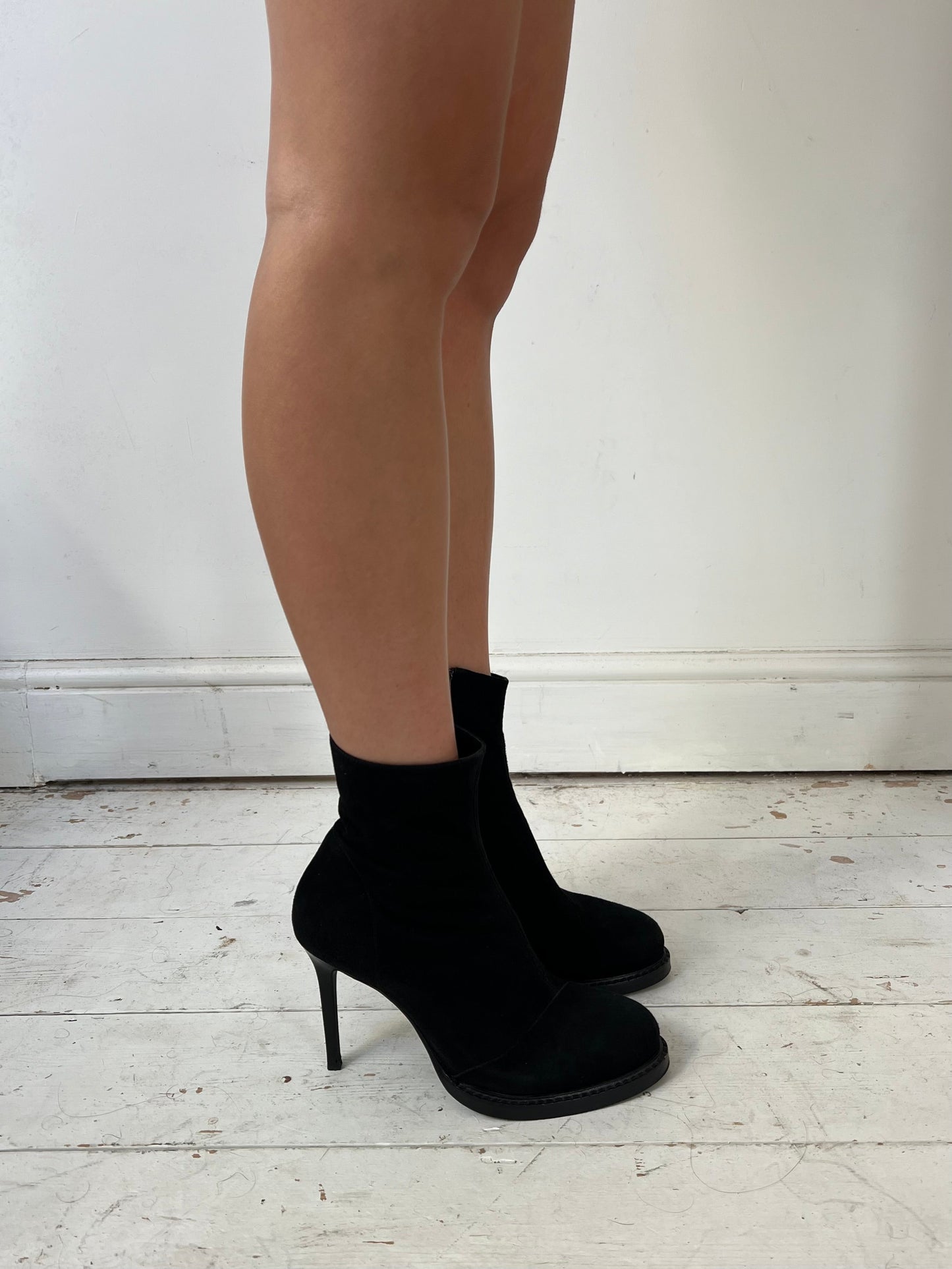 ANN DEMEULEMEESTER SUEDE HEELS (EU 39) | DEFAULT TITLE, Black