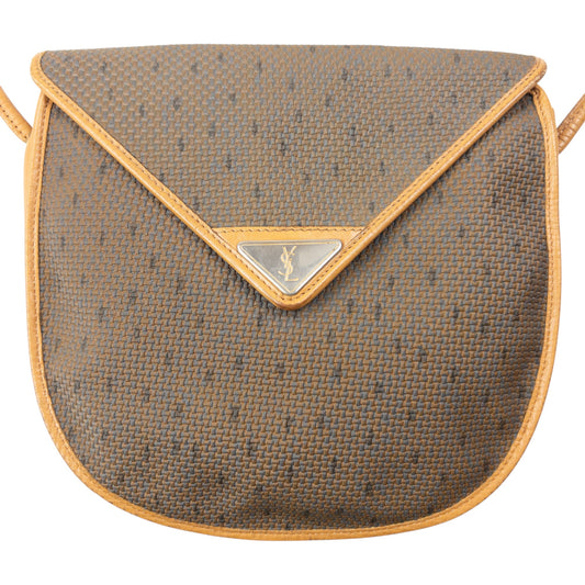 Vintage 90s YSL Yves Saint Laurent Leather Crossbody Bag | O/S, Brown