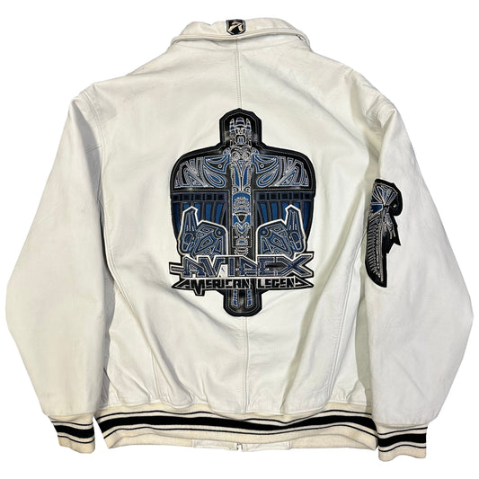 Avirex American Legend Leather Jacket In White ( XL )