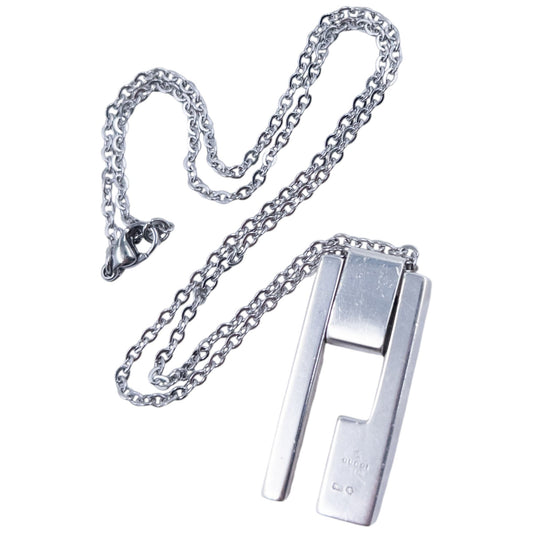 Vintage 2000s Gucci Silver Logo Necklace