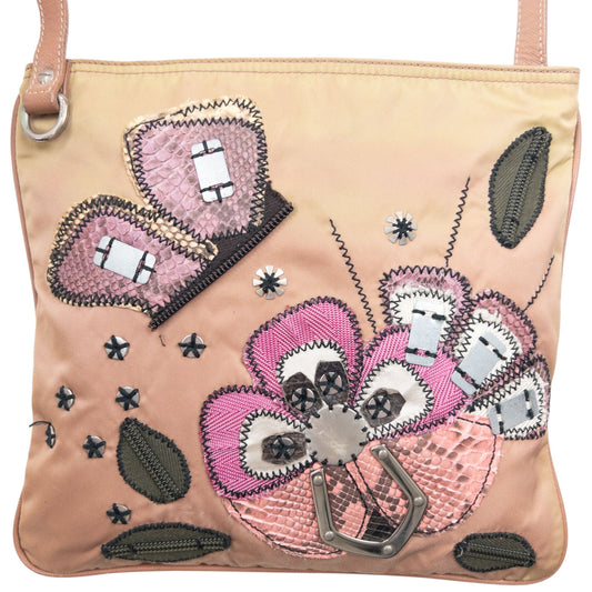 Vintage 2000s Prada Embellished Floral Patchwork Crossbody Bag