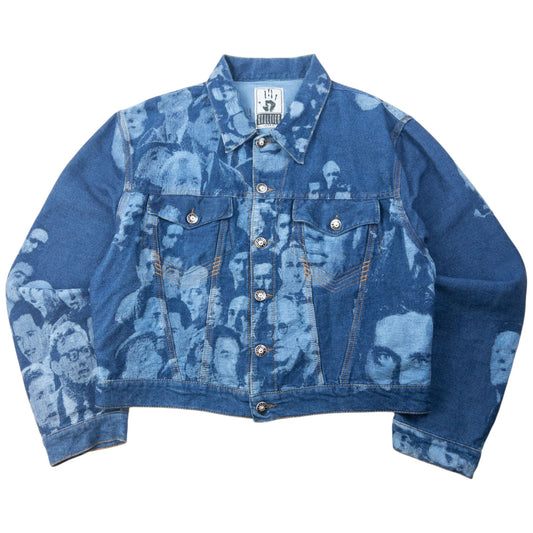 Vintage 1992 Jean Paul Gaultier Face Print Denim Jacket Size S | Small, Blue